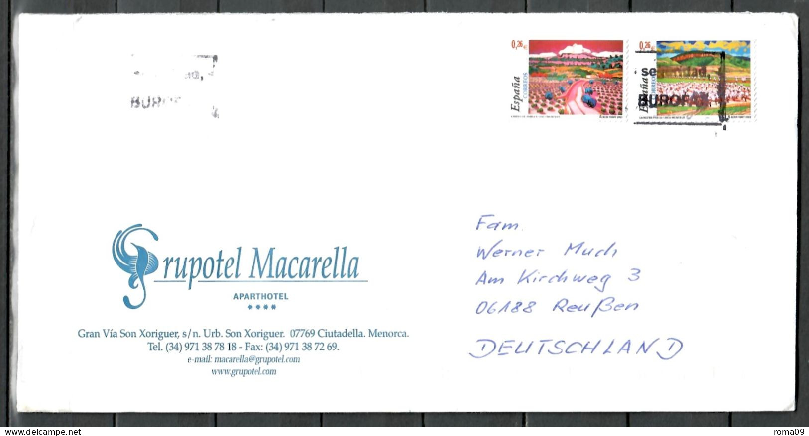 Spanien, MiNr. 3826 + 3830, Landschaften, Auf Brief Von Ciutadella Nach Deutschland, E-99 - Covers & Documents
