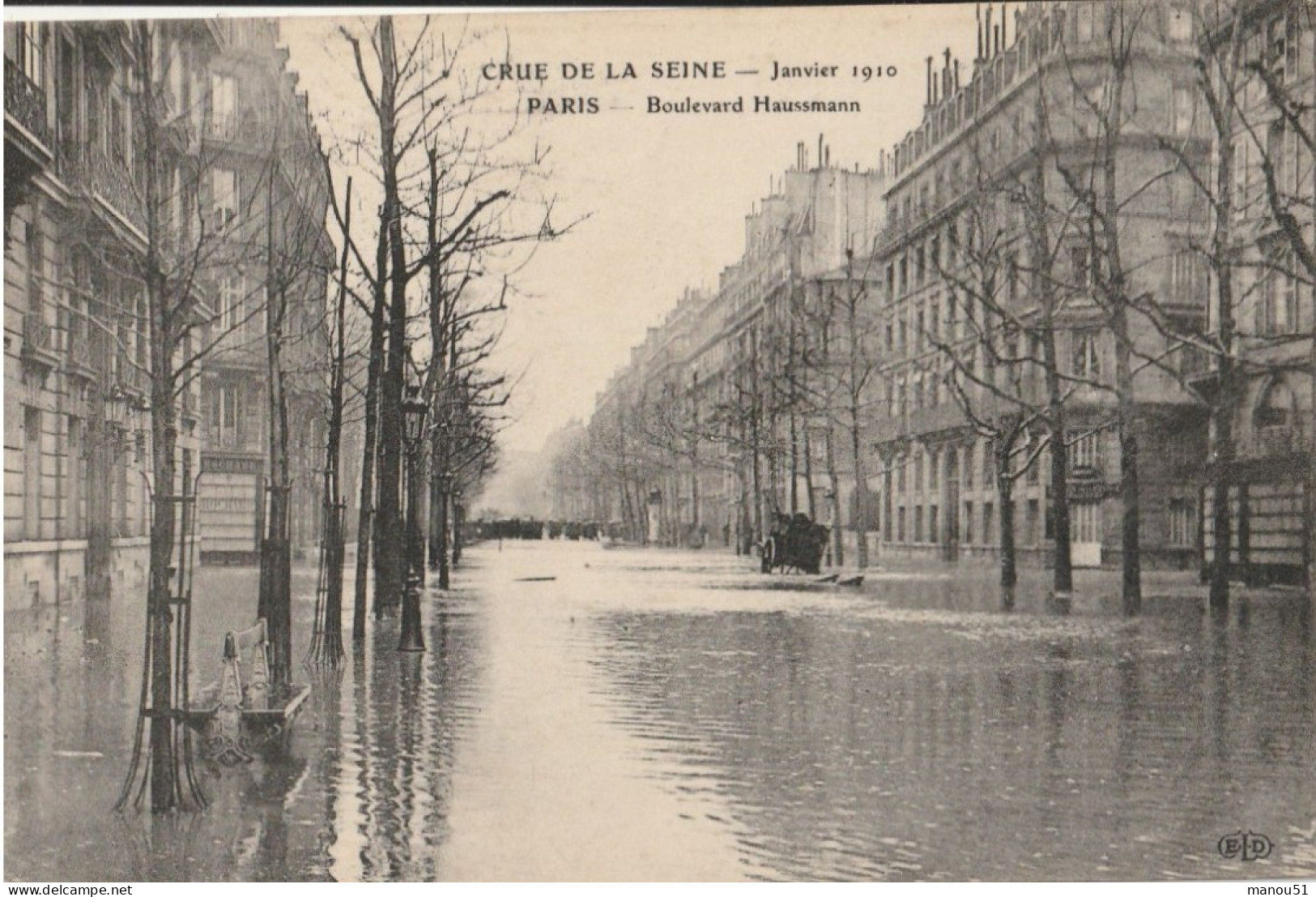 PARIS - Inondations 1910 : Boulevard Hausmann - Paris Flood, 1910