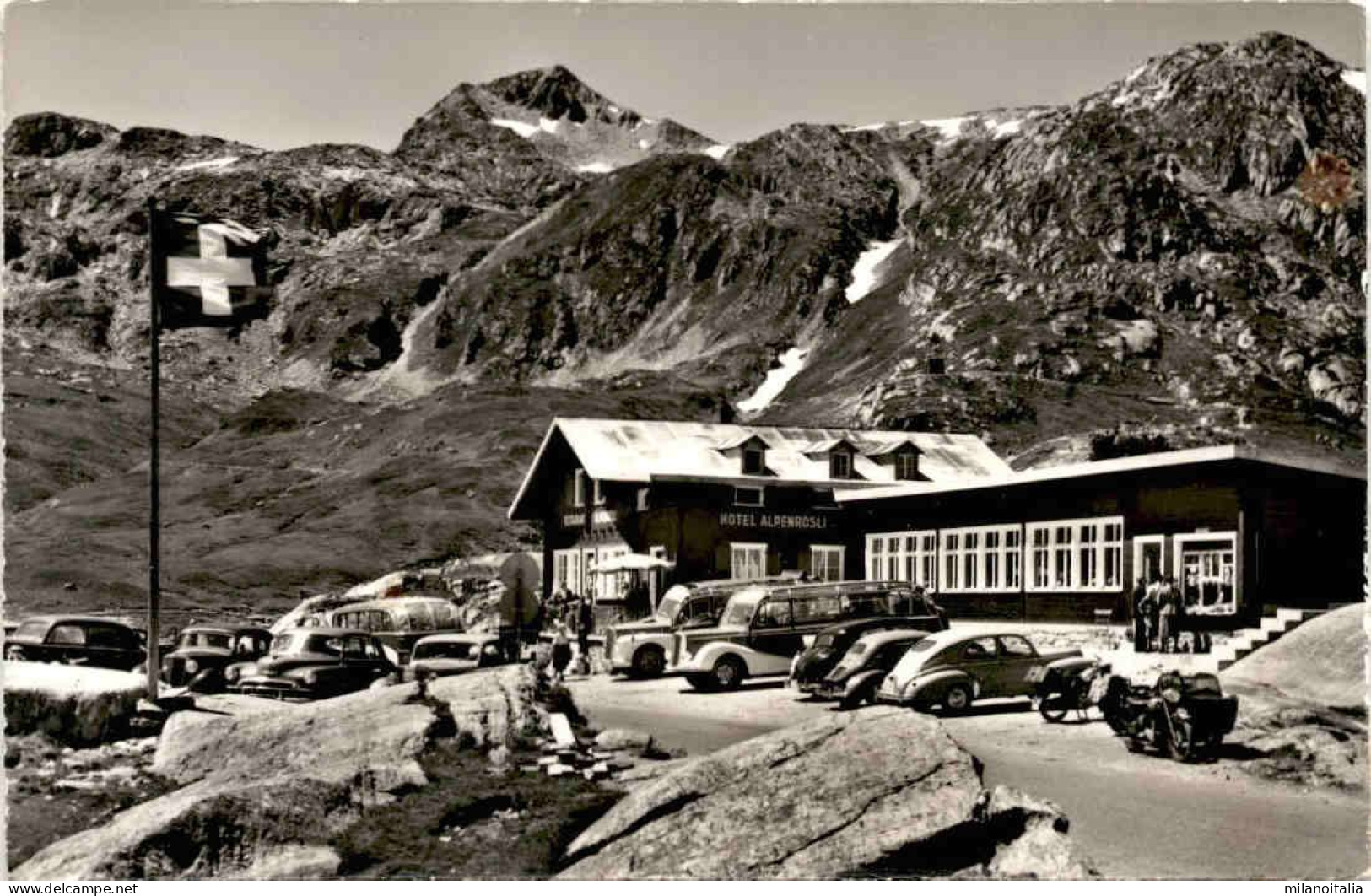 Grimselpasshöhe - Hotel Alpenrösli (18363) - Autobusse, Autos - Guttannen