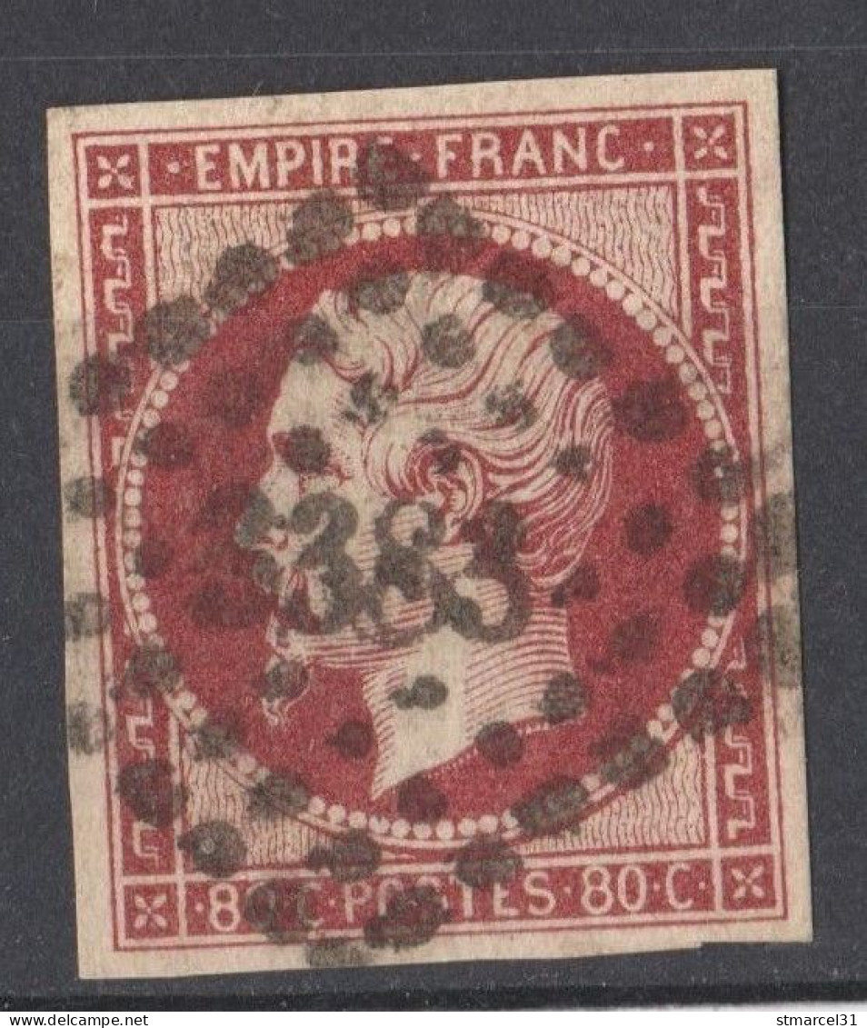 TBE N°17 CARMIN ROSE FONCE - 1853-1860 Napoléon III