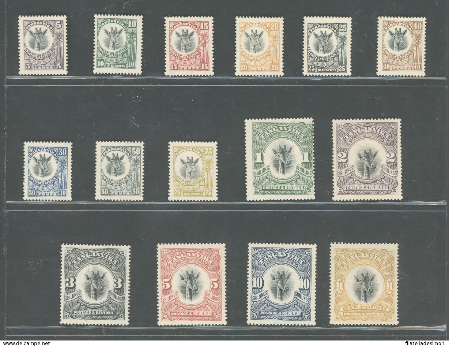 1922-24 Tanganyika - Stanley Gibbons N. 74/88a - Giorgio V - Giraffe - 15 Valori - Serie Completa - MLH* - Other & Unclassified