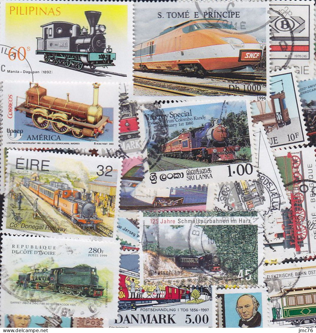 50 Timbres Différents: Trains - Eisenbahnen