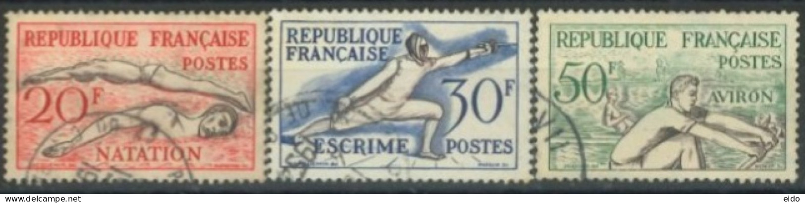 FRANCE - 1953, OLYMPIC GAMES, HELSINKI 1952 STAMPS SET OF 3, USED. - Oblitérés