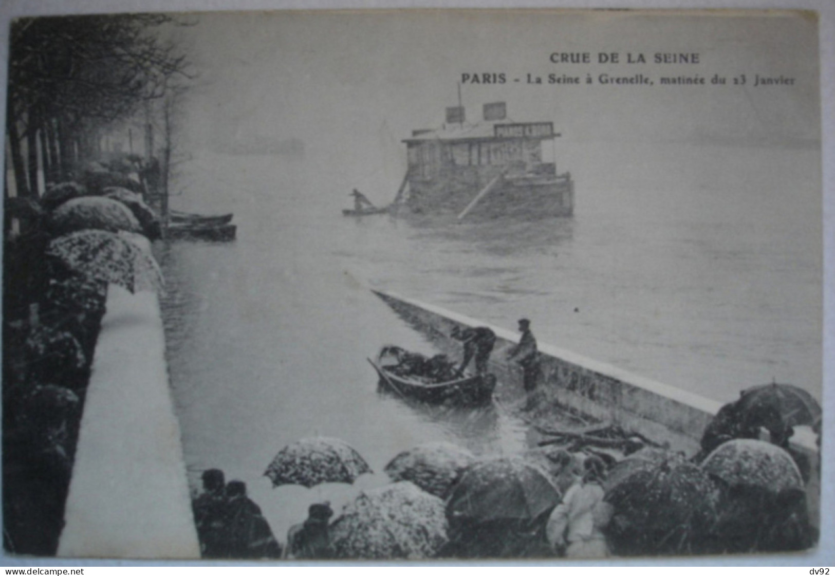 PARIS SEINE A GRENELLE MATINEE DU 23 JANVIER - Paris Flood, 1910