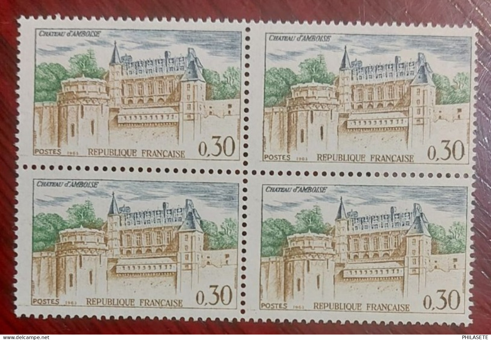 France 1963 Neufs N** Bloc De 4 Timbres YT N°  1390 Château D'Amboise - Neufs