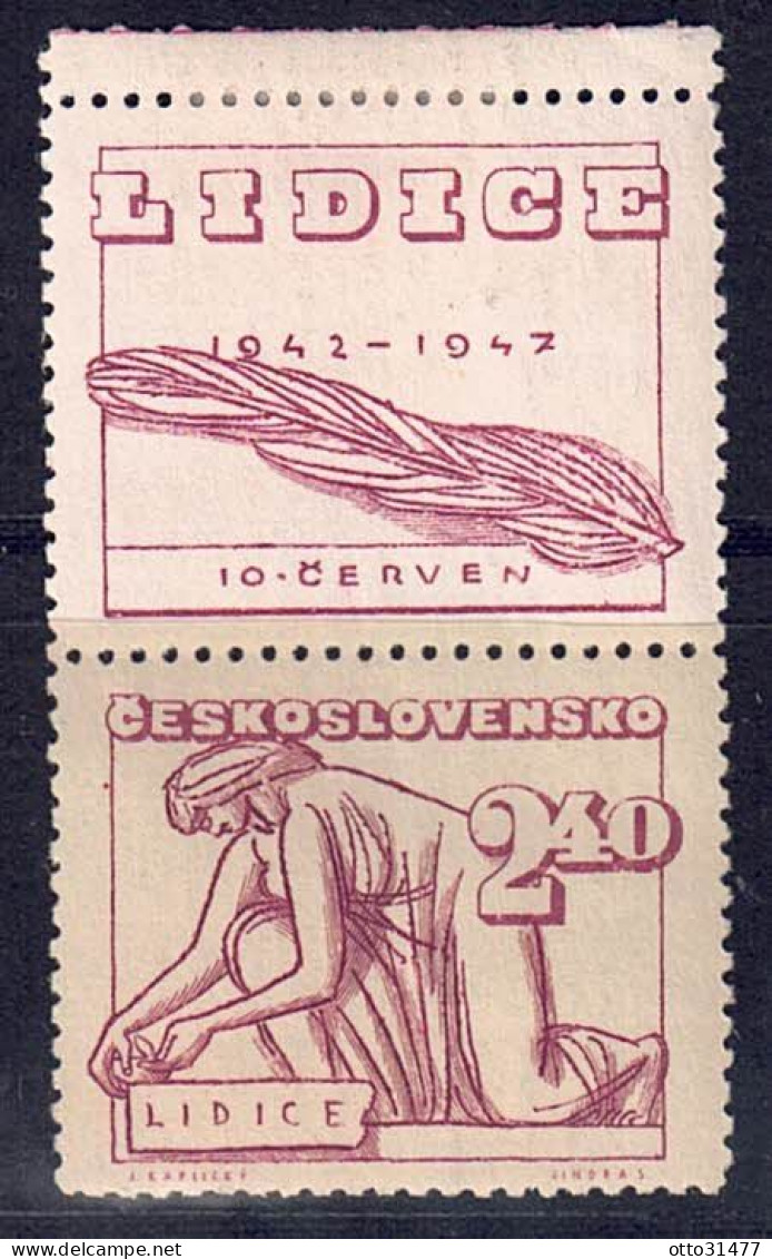 CSSR 1947 - Lidice, Nr. 520 Mit Zierfeld, Postfrisch ** / MNH - Neufs