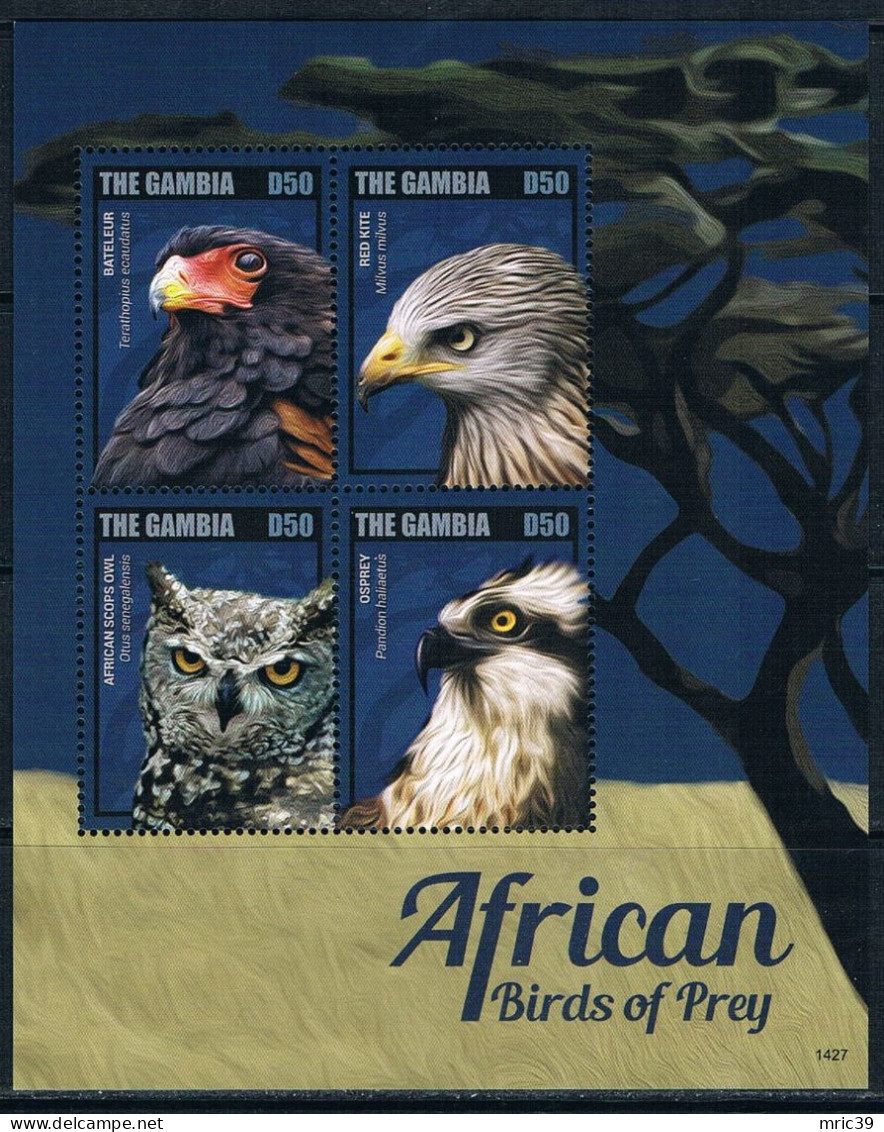 Bloc Sheet Oiseaux Rapaces Aigles Birds Of Prey Eagles Raptors   Neuf  MNH **  Gambia 2014 - Eagles & Birds Of Prey
