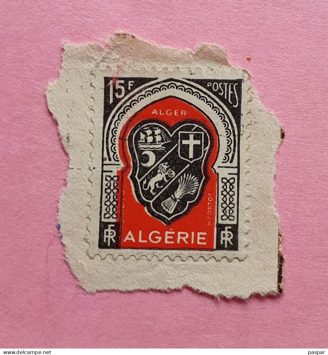 ALGERIE N°271 - 15F Noir Et Rouge Variété : Rouge Décalé Vers La Gauche - Timbre Collé, Oblitération ? - Usados