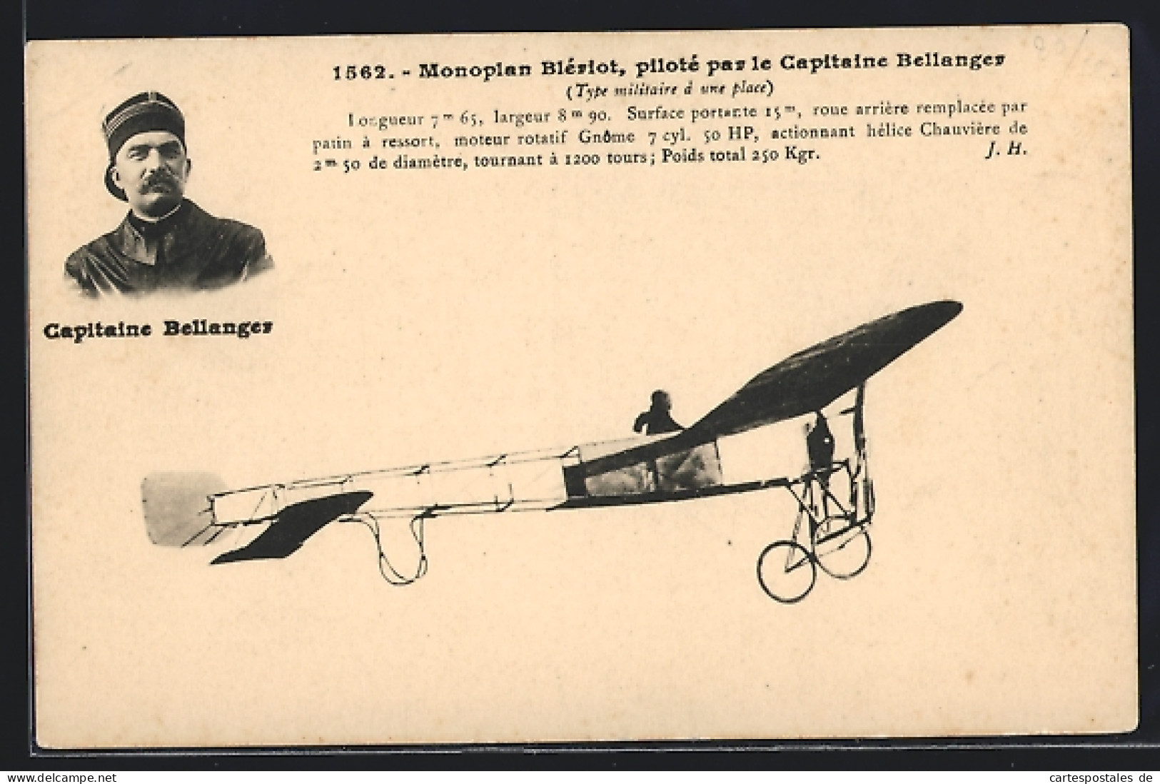 AK Monoplan Blériot, Capitaine Bellanger  - 1914-1918: 1. Weltkrieg