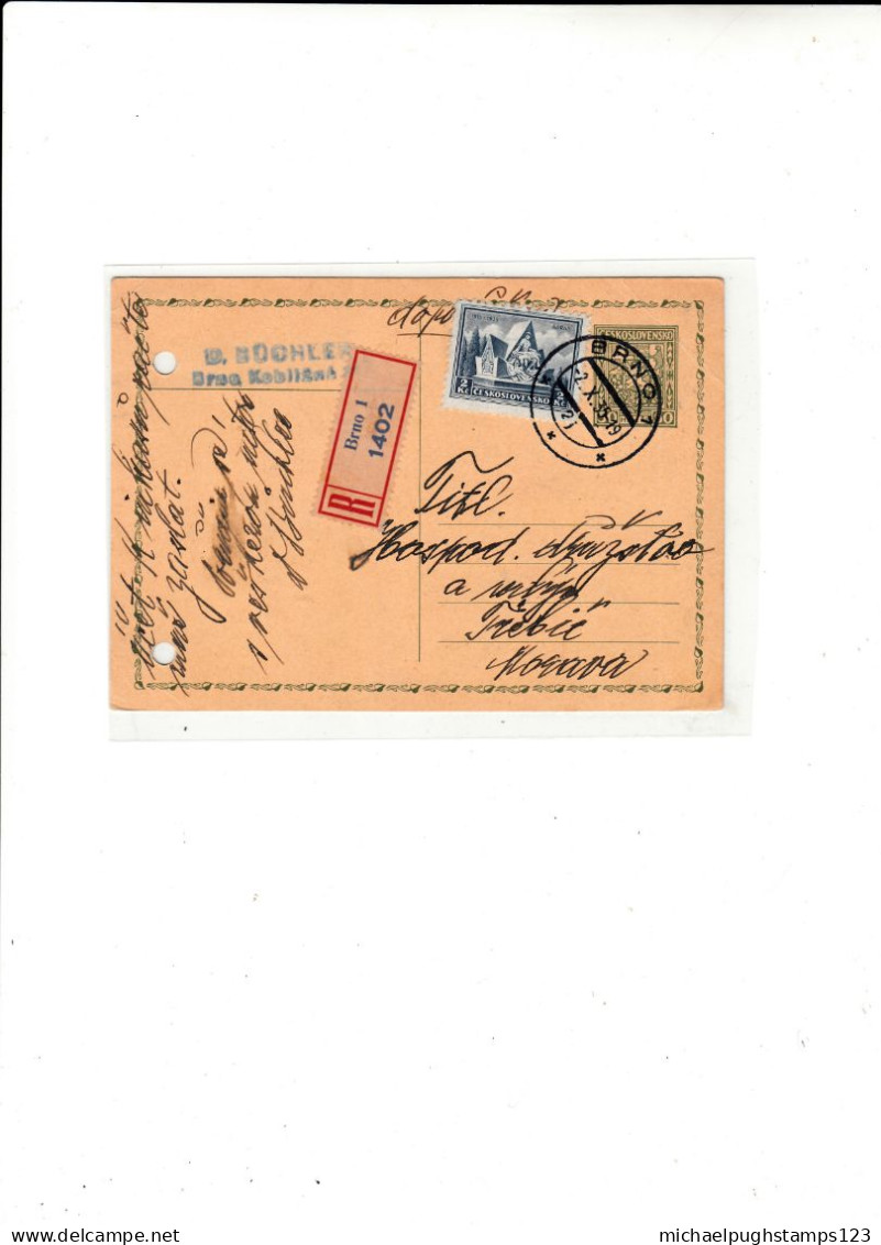 Czechoslovakia / Stationery / Registered Postcards - Autres & Non Classés