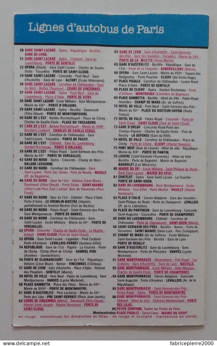 RATP - Paris Plan Des Lignes De Métro, Bus Et RER 1984 BON ETAT - Europe