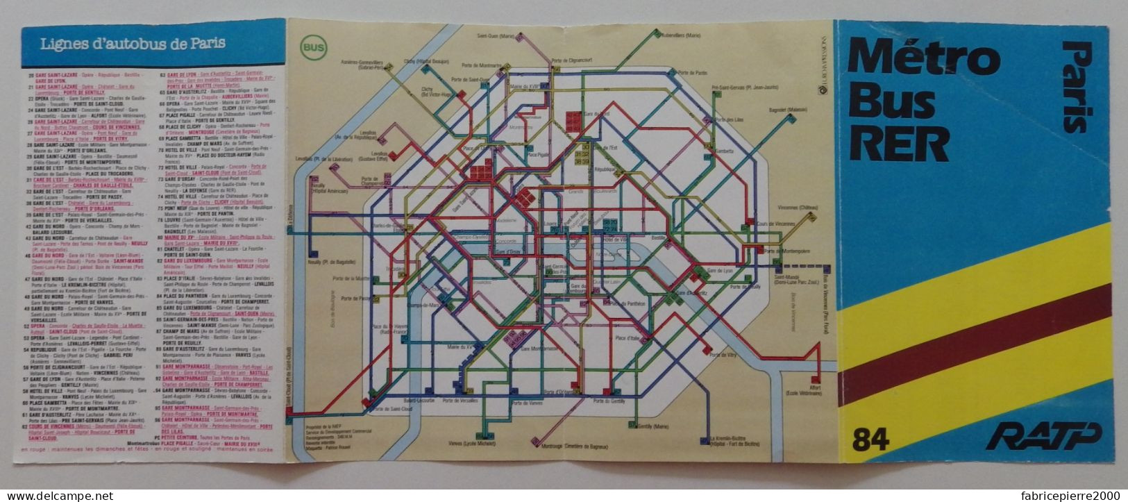 RATP - Paris Plan Des Lignes De Métro, Bus Et RER 1984 BON ETAT - Europe