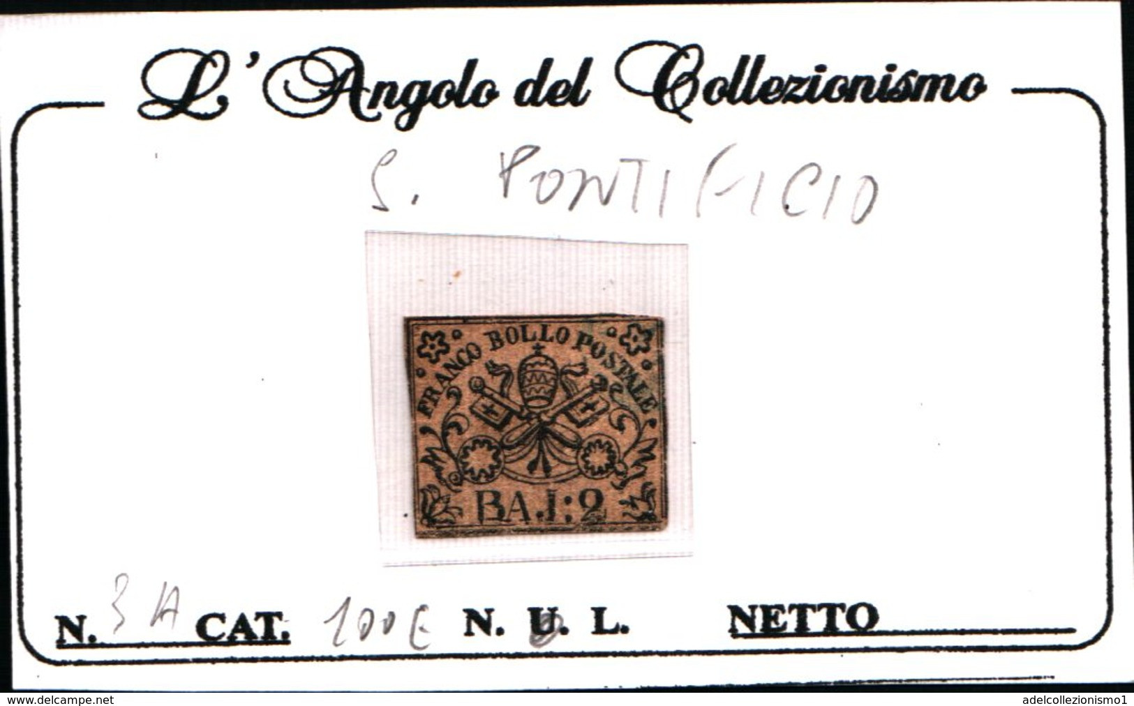 91222) ITALIA-stato Pontificio- 2 BAJ.-BIANCO-Prima Emis.,non Dent. Valuta In Bajocchi -1 Gennaio 1852-SENZA GOMMA - Kirchenstaaten