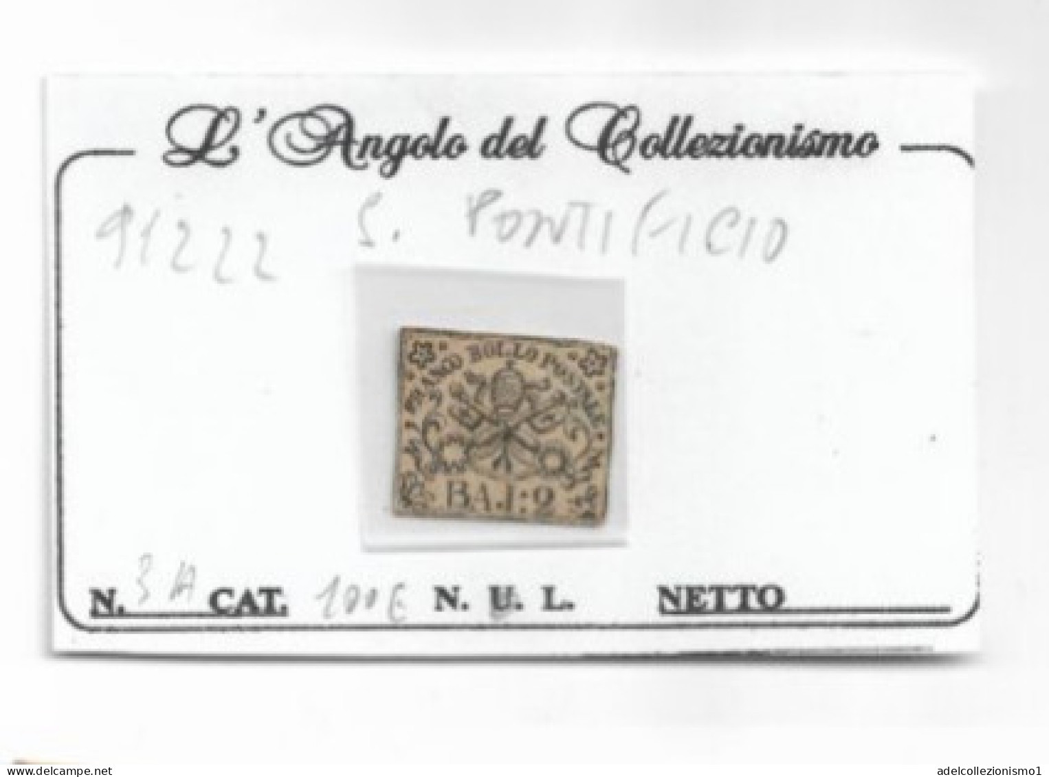 91222) ITALIA-stato Pontificio- 2 BAJ.-BIANCO-Prima Emis.,non Dent. Valuta In Bajocchi -1 Gennaio 1852-SENZA GOMMA - Kirchenstaaten