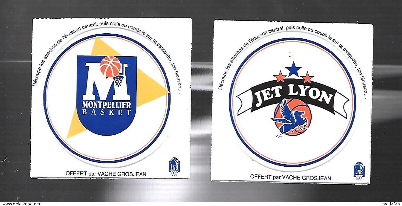 X688 - ECUSSONS BASKET BALL - MONTPELLIER BASKET - JET LYON - COLLECTION  FROMAGERIE VACHE GROSJEAN - Andere & Zonder Classificatie