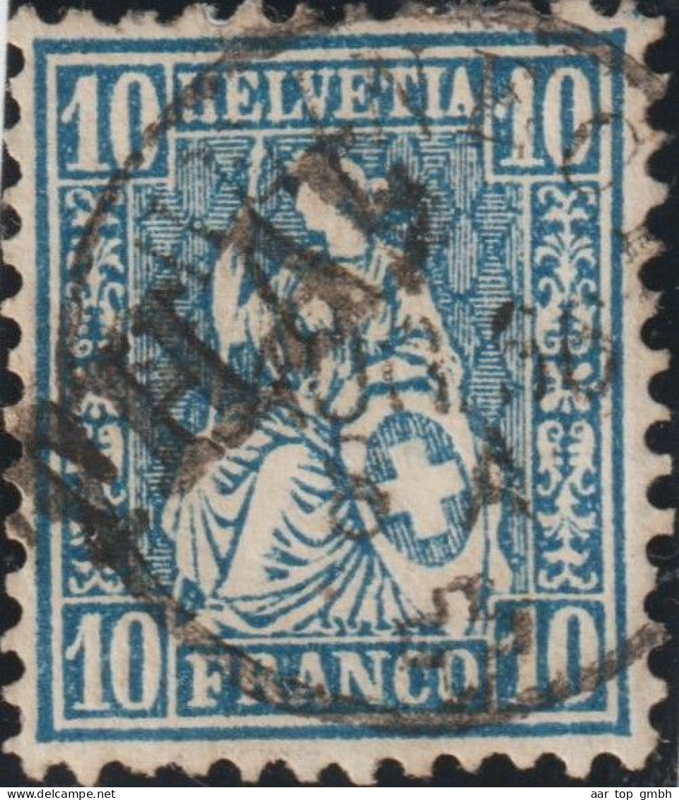 Heimat SG THAL ^1866 Langstempel Auf 10Rp. Blau Sitzende Helvetia SBK#31 - Oblitérés