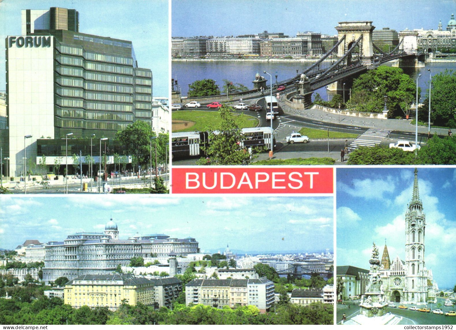 BUDAPEST, ARCHITECTURE, BRIDGE, CARS, BUS, MULTIPLE VIEWS, PARK, TOWER, HUNGARY, POSTCARD - Hongrie