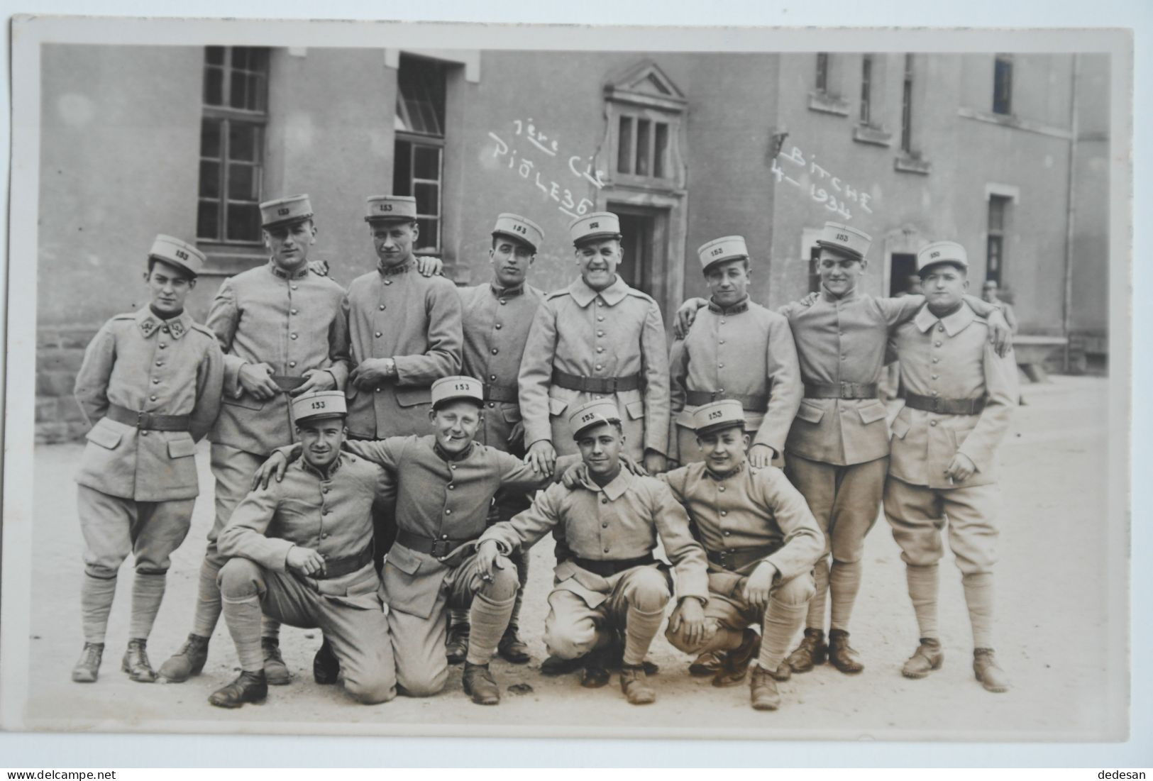 Cpa Groupe De Militaires 1ère Compagnie PIOLE36 à Bitche 04-1934 - BL85 - Régiments