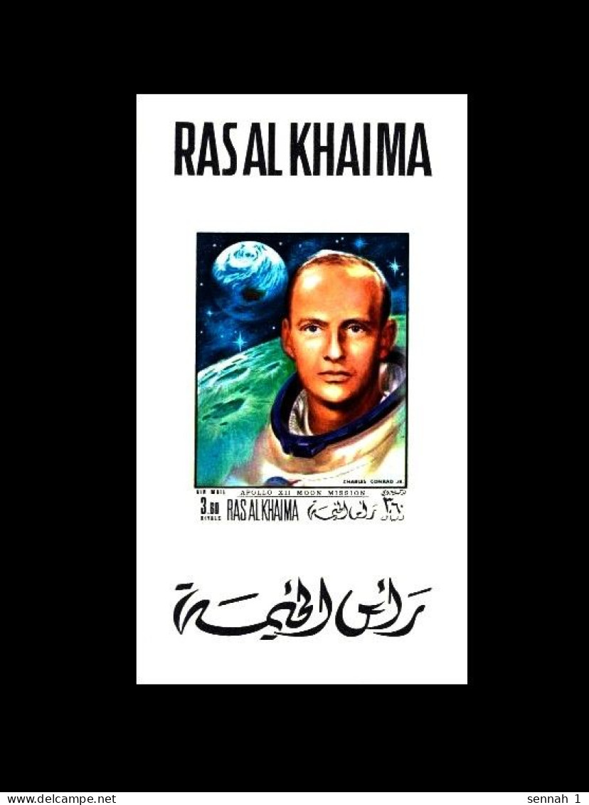 Ras Al Khaima: 'Apollo-12 In Space – Astronaut Conrad, 1969', Mi. 341U BL; Yv. PA.36 épreuve; Sc. C49c Sheet Deluxe ** - Asien