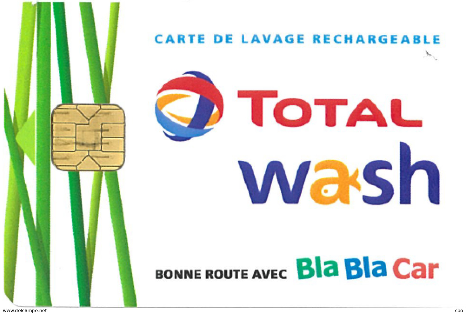 # Carte A Puce Portemonnaie Lavage Total - 880 Stations - BlablaCar - Plante Et Gouttes - Carte De Lavage - Bon état - Car Wash Cards