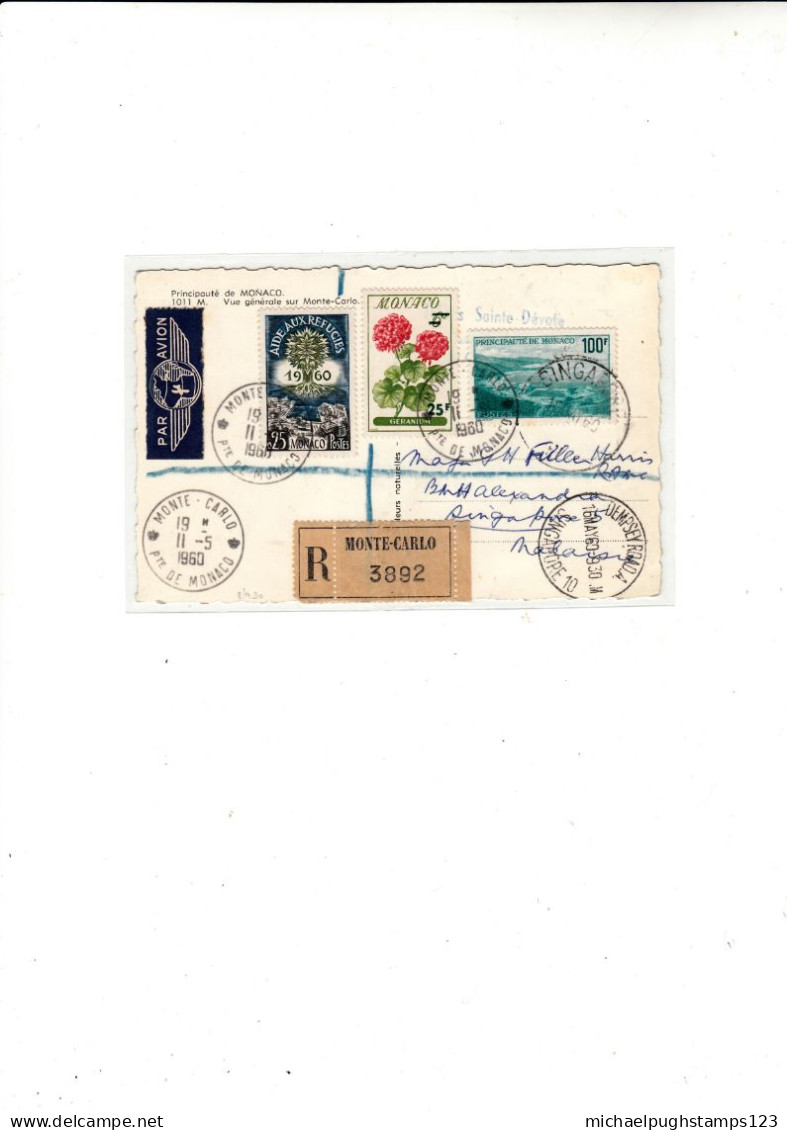 Monaco / Registered Postcards / Singapore - Altri & Non Classificati