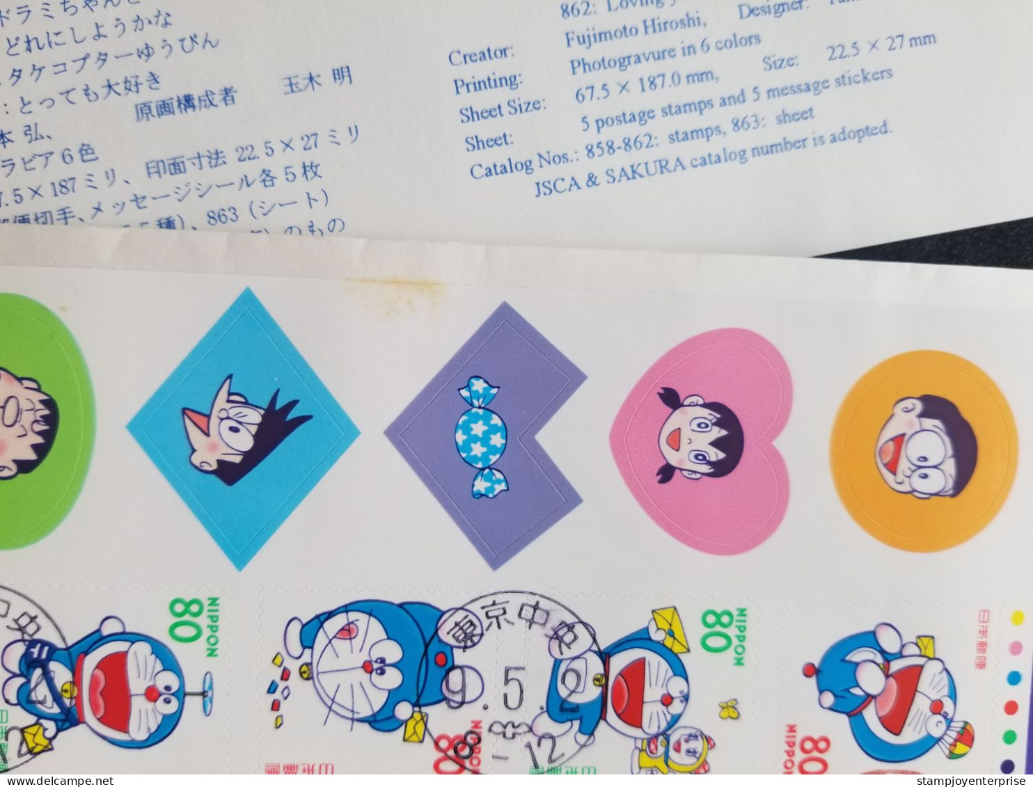 Japan Animation Doraemon 1997 Greeting Cartoon Manga Comic (FDC) *adhesive *unusual *see Scan - Storia Postale