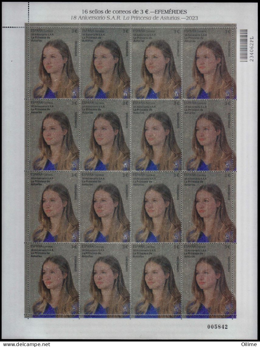 ESPAÑA 2023. 18 ANIVERSARIO DE LA PRINCESA LEONOR. PRINCESA DE ASTURIAS. EDIFIL 5706 - Unused Stamps