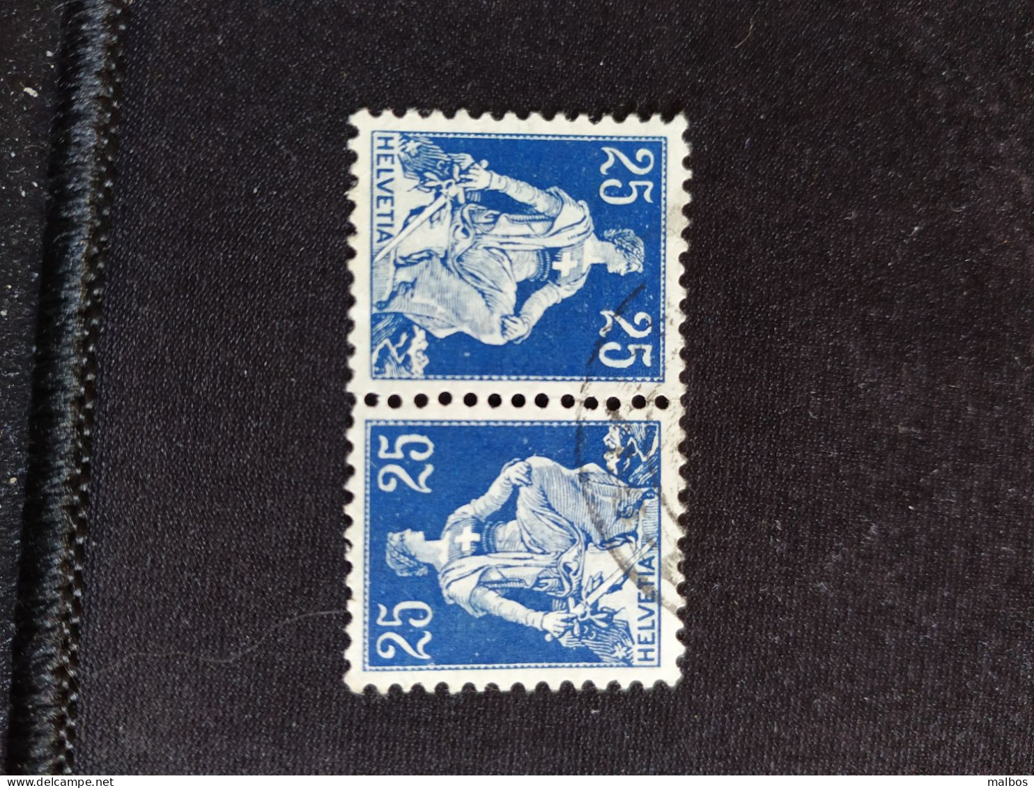 SUISSE (o) 1907-17  - Y&T N°120a  -  25 Cts Bleu Tête-bêche  -  P11.5 - Oblitérés