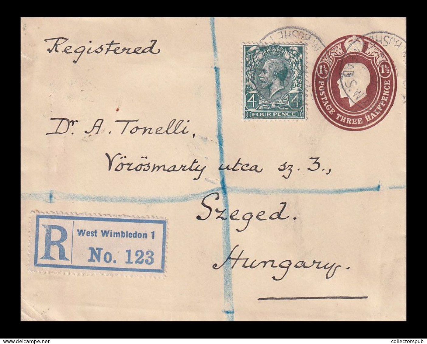 ENGLAND 1924. Nice Registered Cover To Szeged - Lettres & Documents