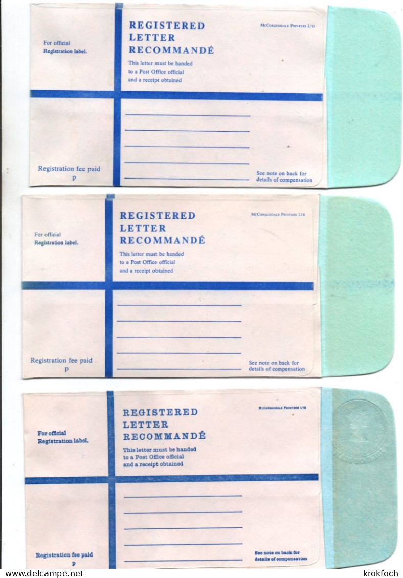 Isle Of Man - 3 Registered Envelope - 231/2 P Uprated 1,10 1,12 - Entier Stationery - Man (Ile De)