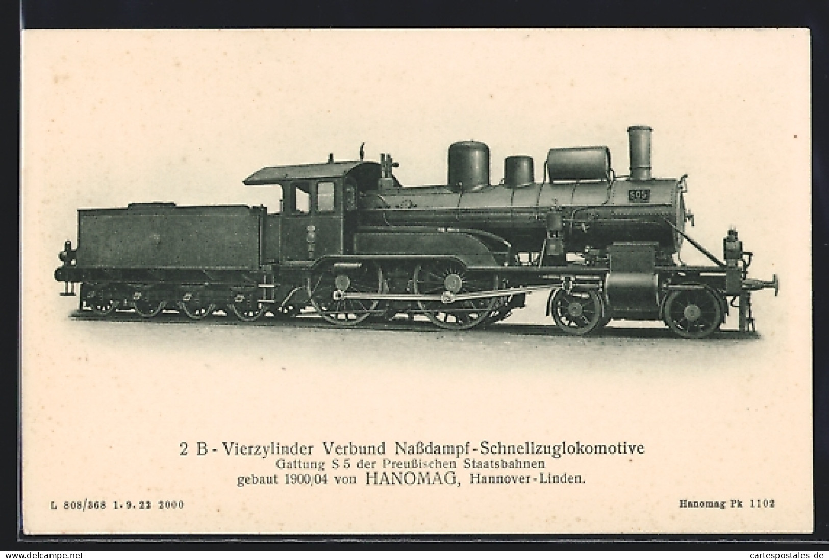 AK Hanomag, Hannover-Linden, 2 B-Vierzylinder Verbund Nassdampf-Schnellzuglokomotive, Gattung S 5  - Trains