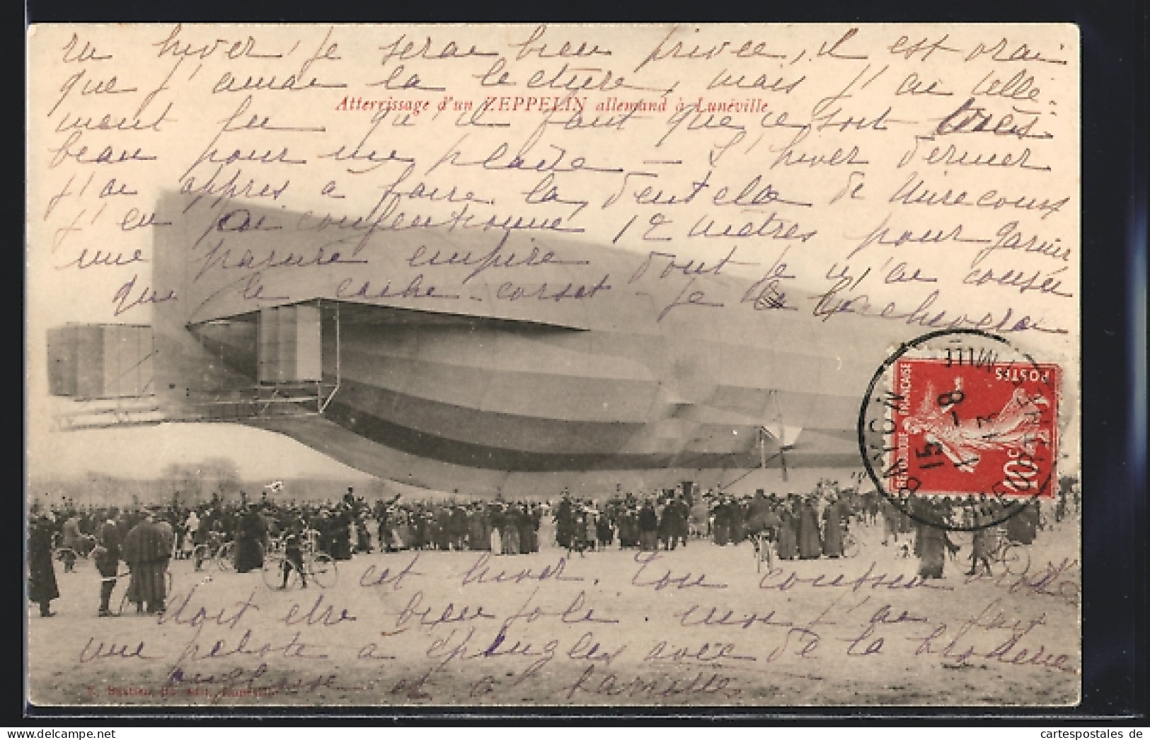 AK Lunéville, Atterissage D`un Zeppelin  - Airships