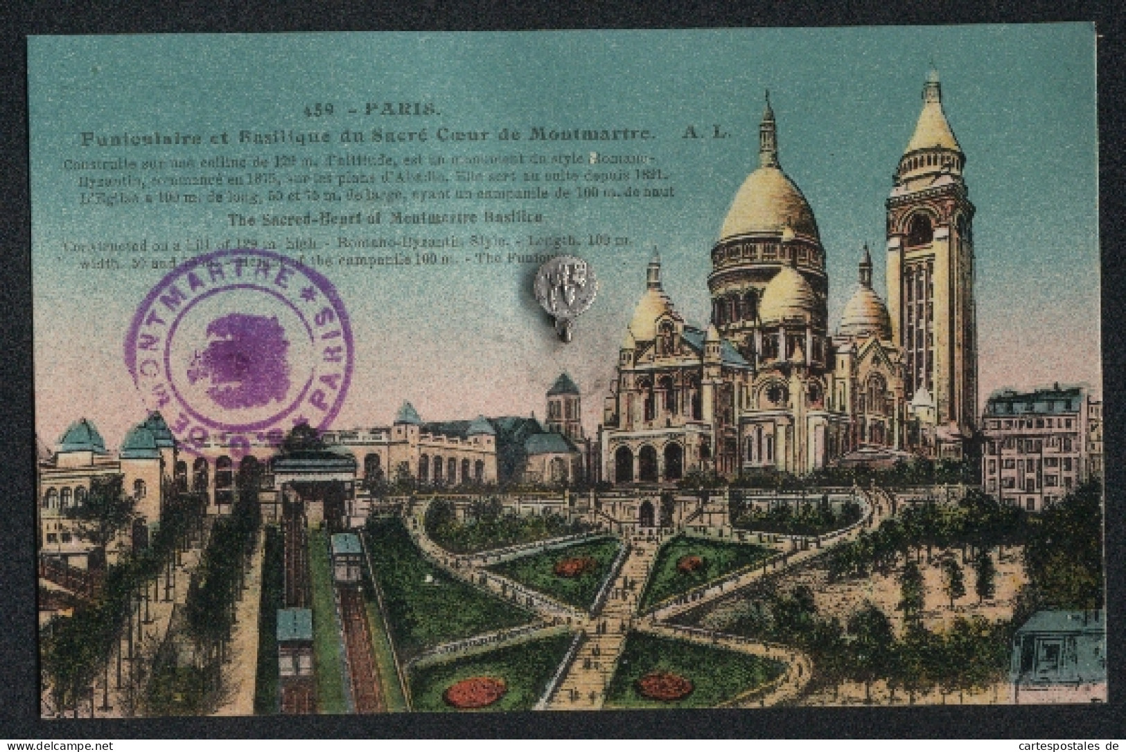 AK Paris, Funiculaire Et Basilique Du Sacré-Coeur De Montmartre, Kleiner Anhänger  - Autres & Non Classés