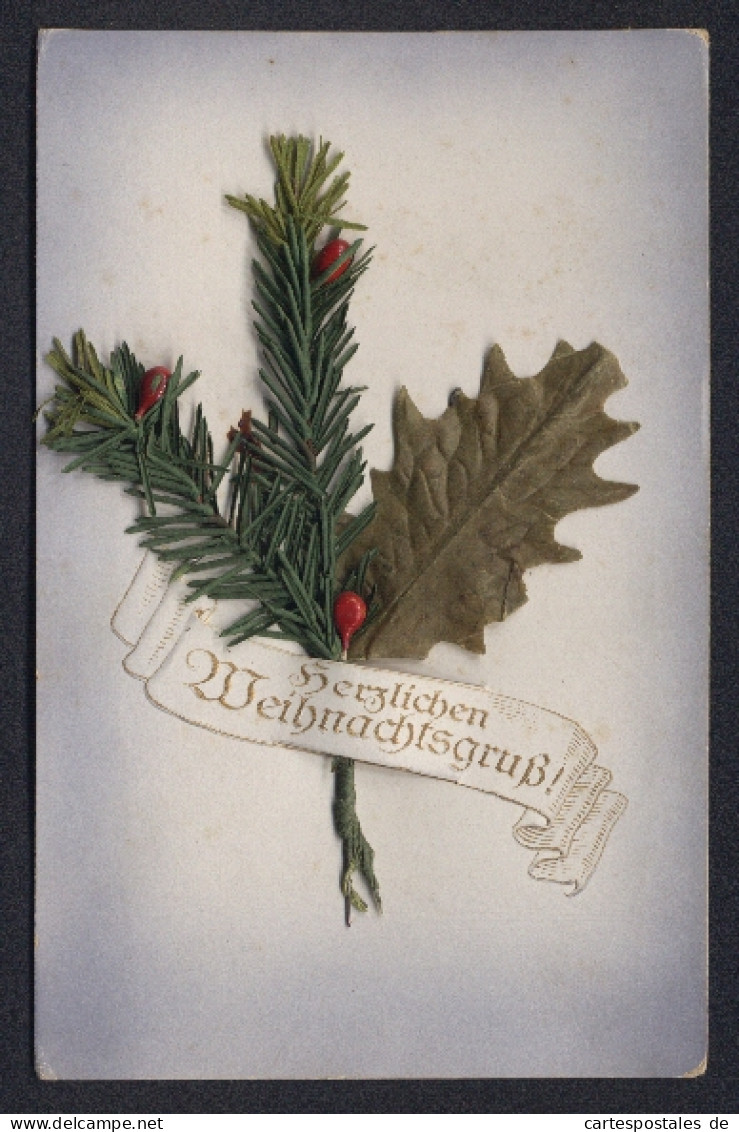 AK Ein Stachelpalmzweig Aus Papier, Weihnachtskarte  - Sonstige & Ohne Zuordnung