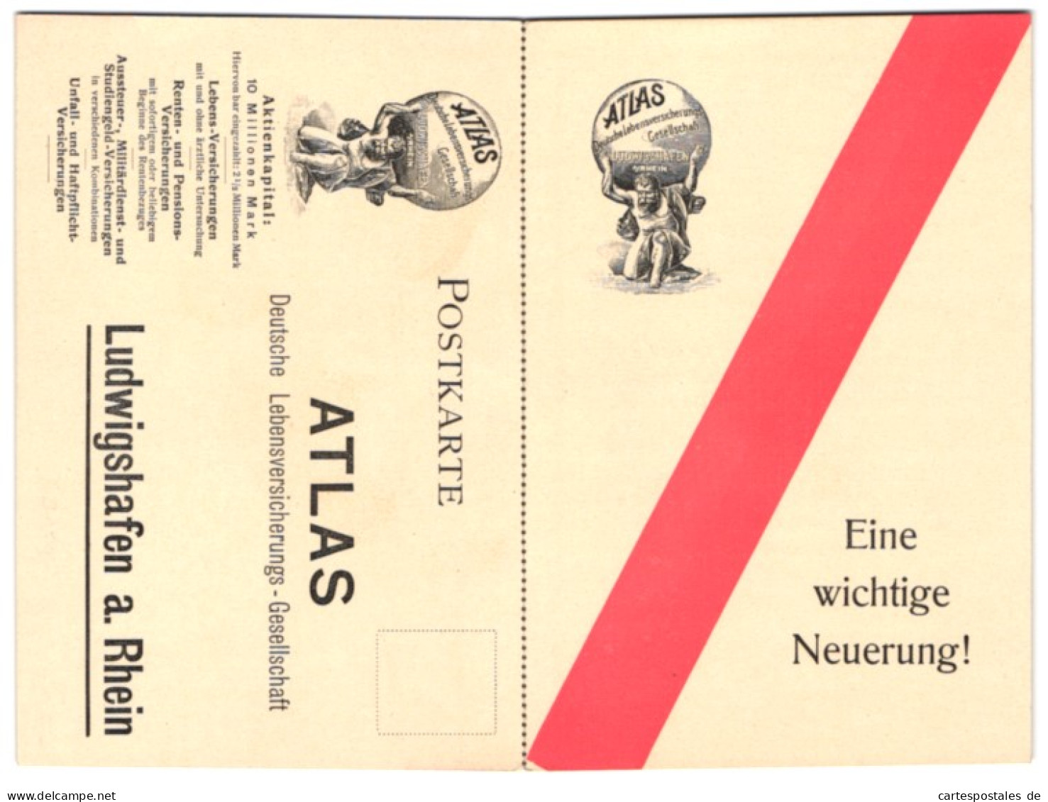 AK Reklame Der Deutschen Lebensversicherungsgesellschaft Atlas  - Sonstige & Ohne Zuordnung