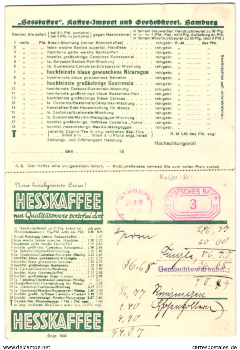 Klapp-AK Reklame Für Die Produkte Von Hesskaffee  - Landwirtschaftl. Anbau