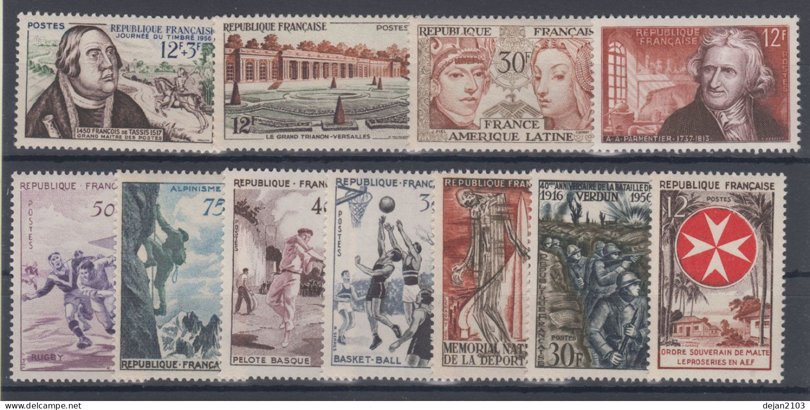 France 11 Stamps Famous People,sport,soldiers 1956 MNH ** - Ongebruikt