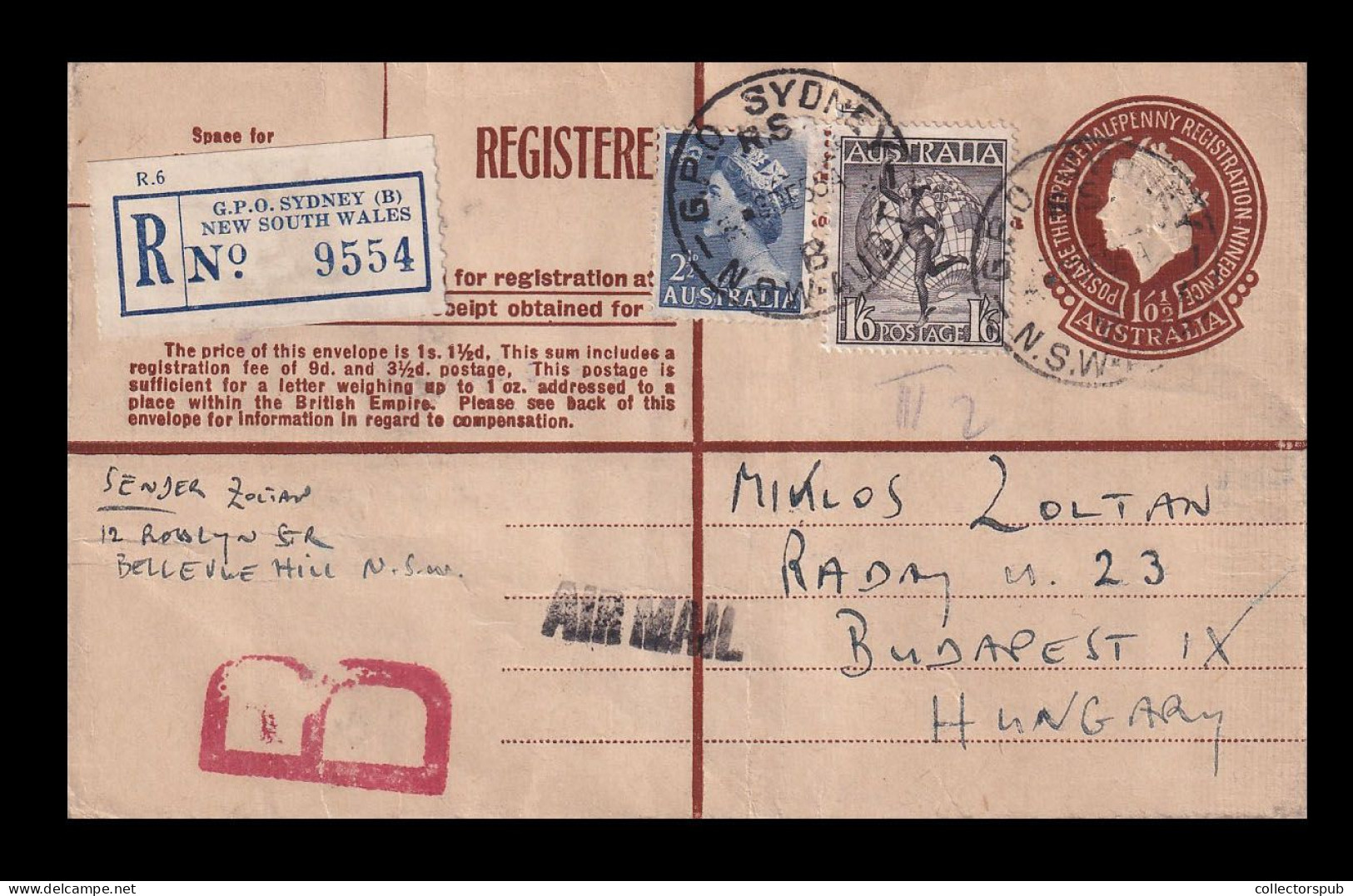 SYDNEY Nice Registered Cover To Hungary - Covers & Documents