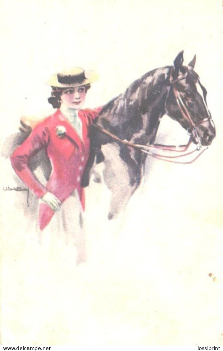 Usabal:Glamour Lady With Horse, WSSB Serie 5051, Pre 1919 - Usabal