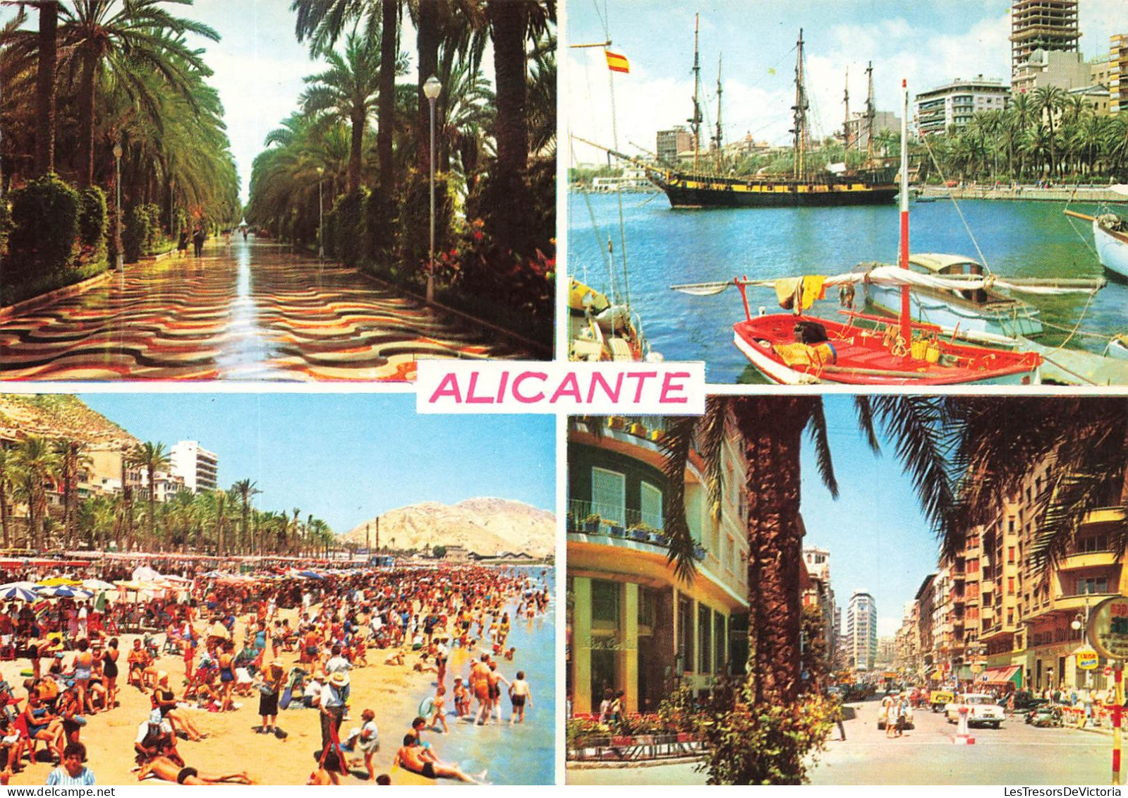 ESPAGNE - Alicante - Elche - Playa Del Postiguet - Explanade De España - Avenida Rambla De Mendez Nunez - Carte Postale - Alicante