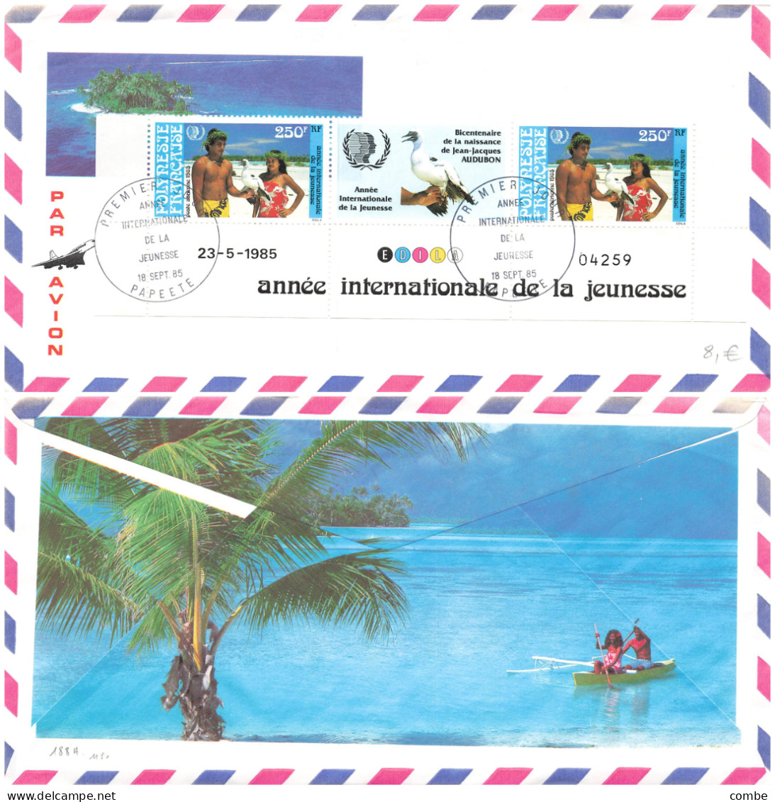 POLYNESIE PREMIER JOUR. ANNEE INTERNATIONALE DE LA JEUNESSE. PA 188A - Brieven En Documenten