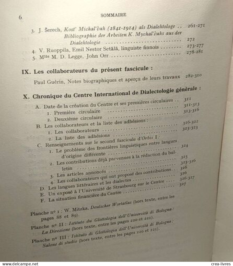 Orbis Bulletin International De Documentation Linguistique TOME 1 N°1 1952 + TOME 2 N°1 + N°2 1953 - Sciences