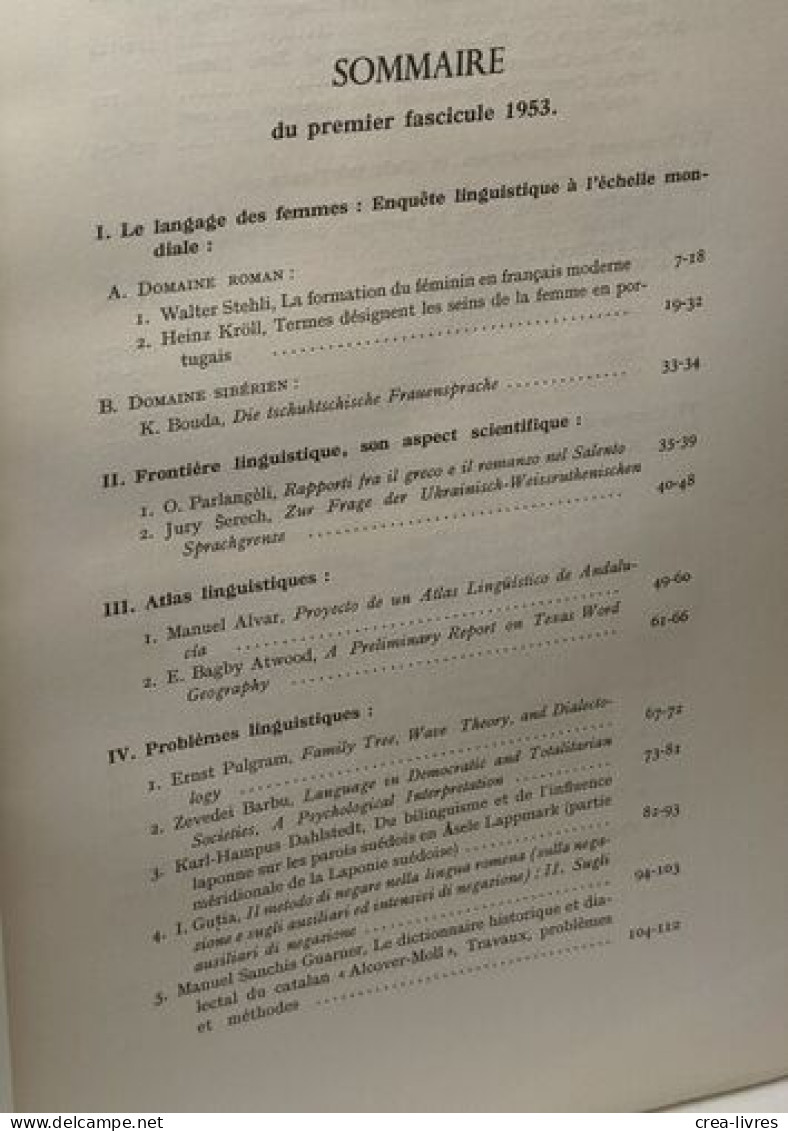 Orbis bulletin international de documentation linguistique TOME 1 N°1 1952 + TOME 2 N°1 + N°2 1953