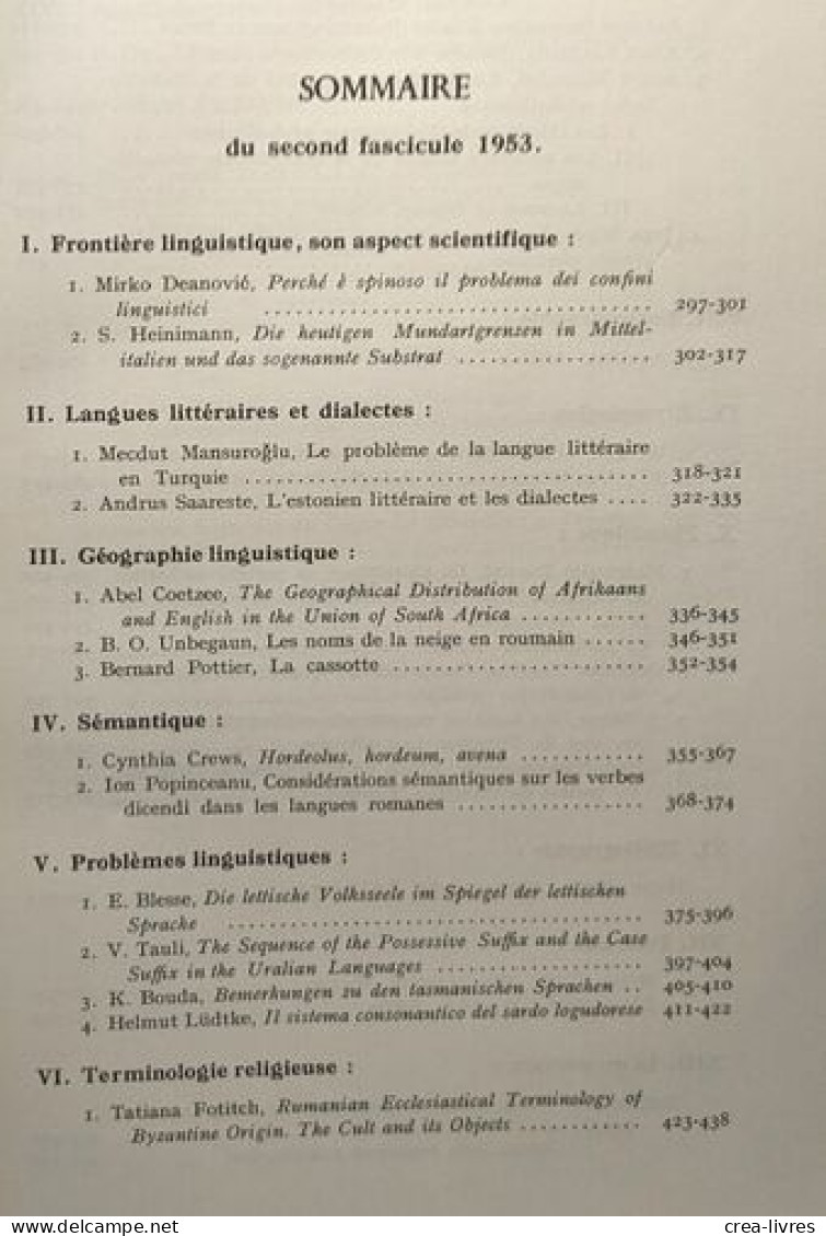 Orbis bulletin international de documentation linguistique TOME 1 N°1 1952 + TOME 2 N°1 + N°2 1953