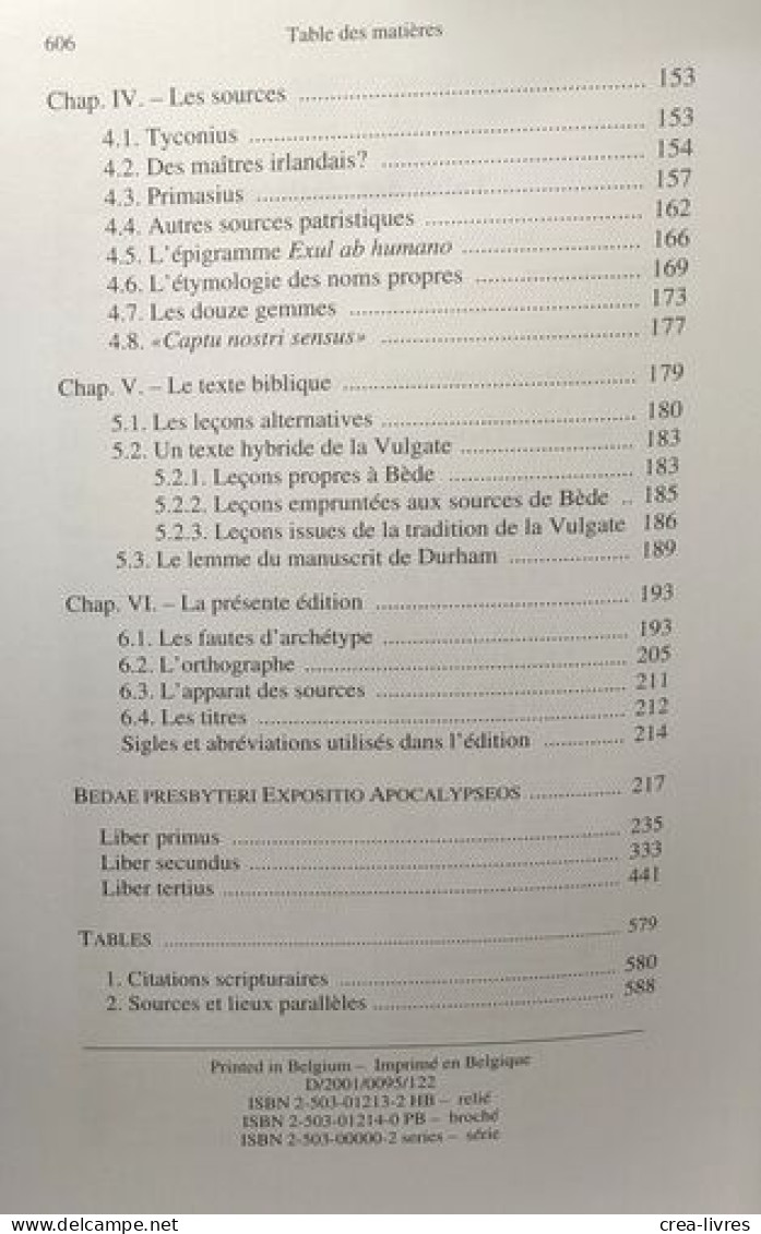 Bedae Presbyteri Expositio Apocalypseos - Corpus Christianorum Series Latina CXXI A Bedae Opera Pars II 5 - Autres & Non Classés