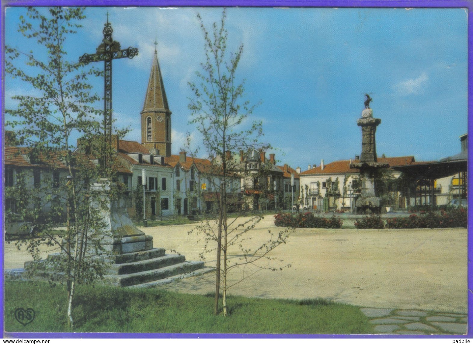 Carte Postale 65. Rabastens De Bigorre  Le Place Centrale Et La Fontaine Du Jet D'eau   Très Beau Plan - Rabastens De Bigorre