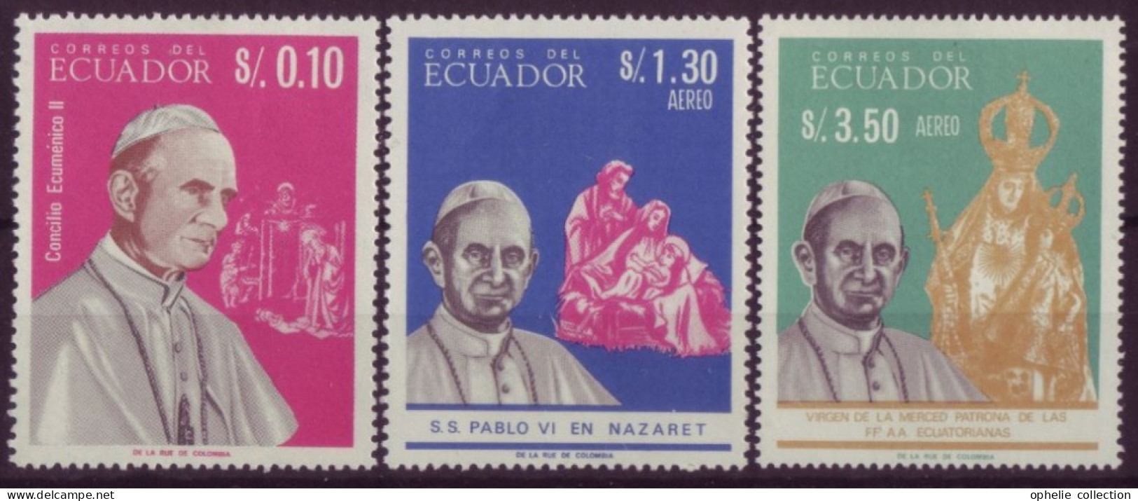 Amérique - Equateur - S.S. Pablo VI - 3 Timbres Différents  - 7381 - Ecuador