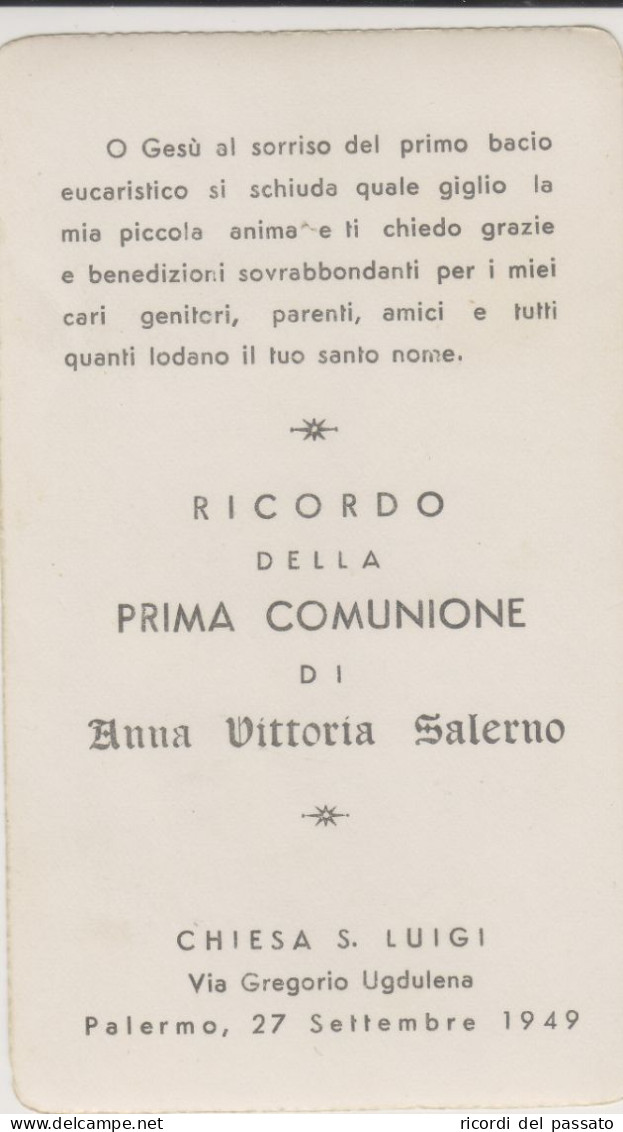 Santino Ricordo 1°comunione Palermo 1949 - Images Religieuses