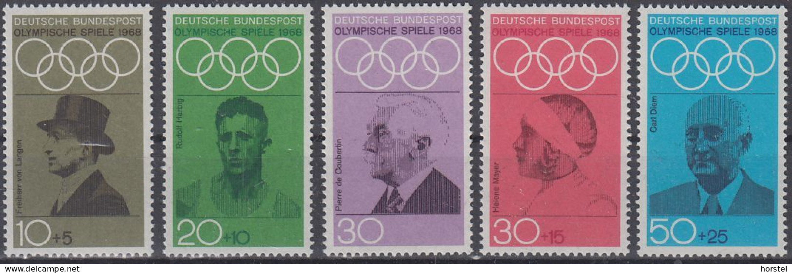 Deutschland Mi.Nr.561-565 - Olympische Sommerspiele Mexiko - Sportler - Nuovi