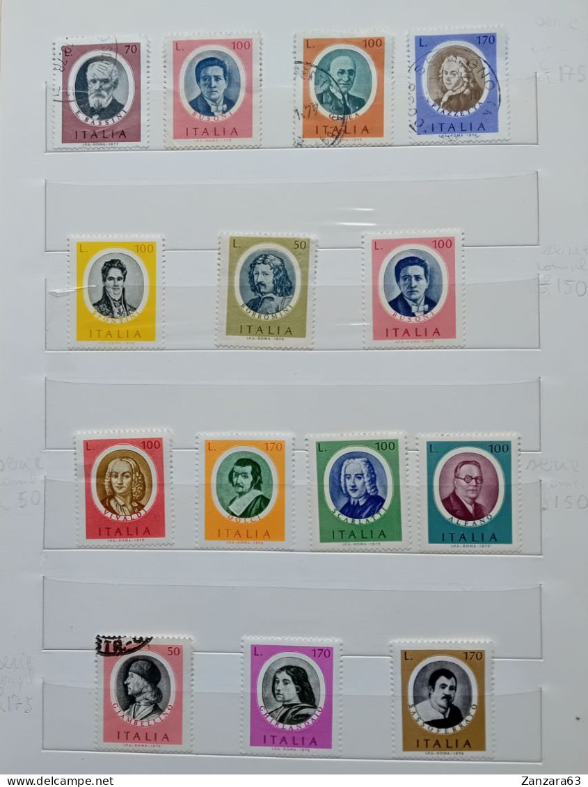 14 Francobolli Personaggi Italini 1975 - Verzamelingen